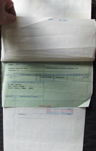 Stock certificate single Scranton National Bank Payee ELKINS MORRIS SROUD & Co - Picture 3 of 3