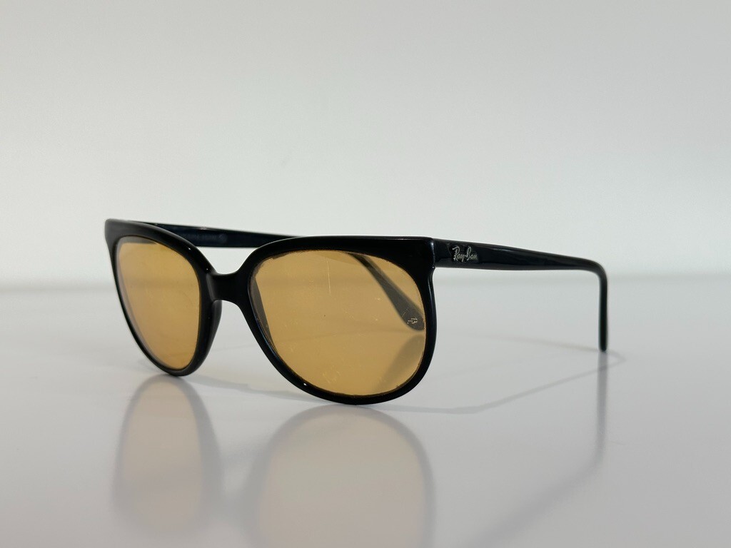 Rare Vintage B&L RAY-BAN CATS Cat Eye Wrap Black Yellow  display picture 2