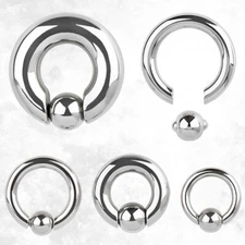 8G to 4G Captive Bead Ring With Spring Action Surgical Steel Bead Sold Each