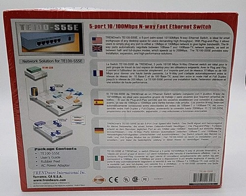 TRENDnet TE100-S55E Plus 5-Port External Switch Ethernet New Sealed - Picture 2 of 5