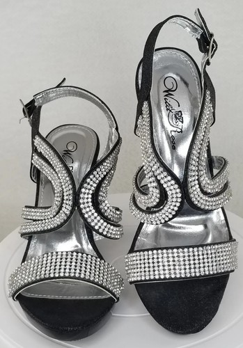 VINTAGE WILD ROSE CARLENE DAMEN 7,5 SCHWARZ STRASS EINZIGARTIGE HEELS SELTEN NOS  - Bild 7 von 24