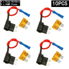 5Sets Add Circuit ACU Piggy Back Tap 5A Medium Size Standard Blade Fuse Holder