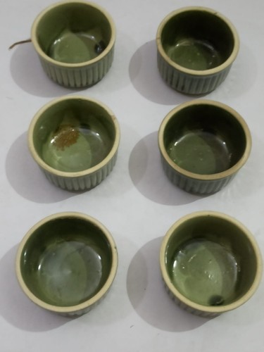 NEW Ceramic Bowl / Souffle set of 6 ceramic handmade Green BANARASH GIFT - Picture 8 of 10