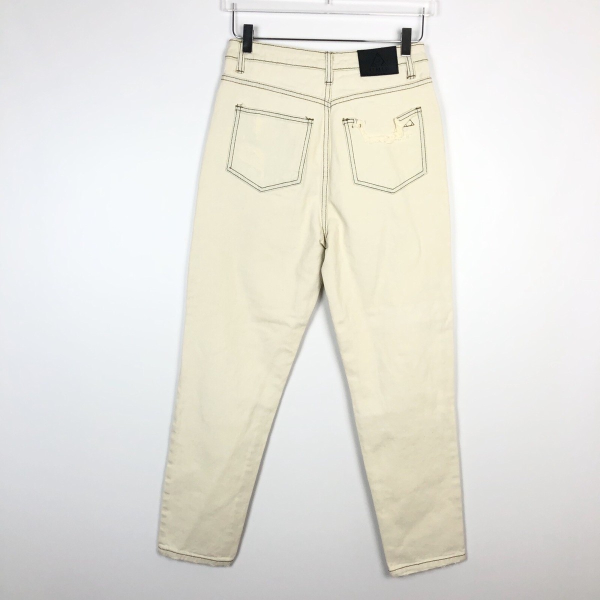 ★CERRIC★STITCH INCISION JEANS★92★White★韓国★大人気★ NWT Unif Cream Off White Distressed Jeans Grunge Ripped