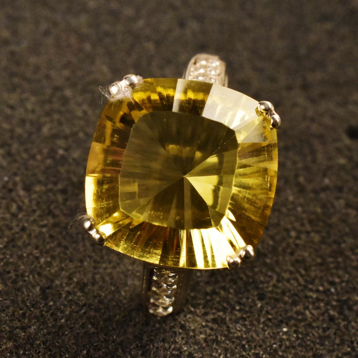 12 Carats Naturel Citrine Jaune Moissanite 925 Argent Sterling