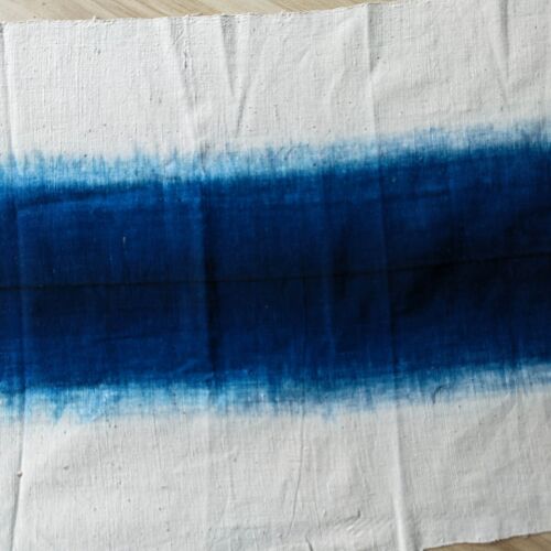 Hand Woven Ancient loom woven fabric indigo blue natural plant dyed hand woven - Picture 2 of 5