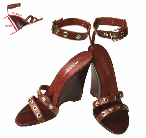 Dolce & Gabbana Leder Damen-Schuhe HIGH HEELS Wedges Keilabsatz Sandalen D&G 40 - Bild 2 von 3