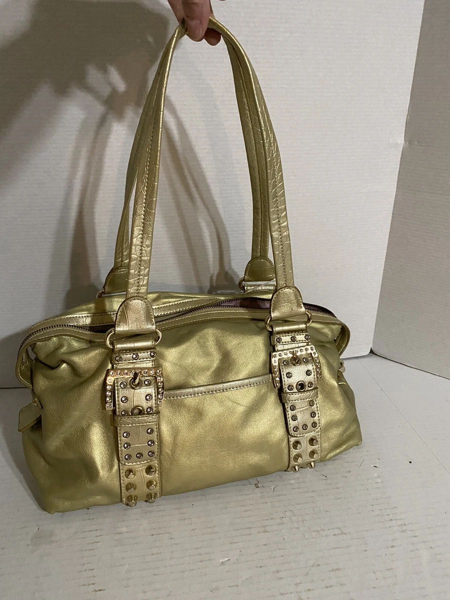 Kathy Van Zeeland Purse Honey Suede Tan Reptile Satchel Western Style  Rhinestone | eBay