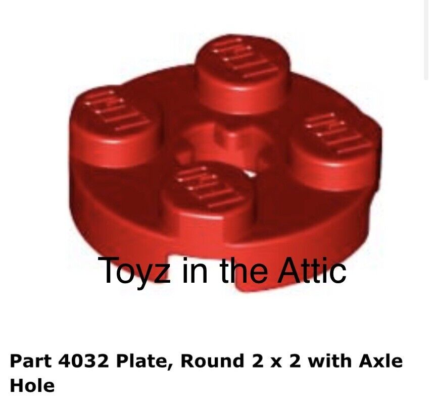 Lego 1x 4032 Red Plate, Round 2 x 2 with Axle Hole 6889