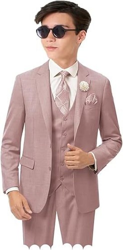 Boys Linen Suit Boys 3 Piece Vest Suit Boy Formal Suit Set Tuxedos for Kids Prom - Picture 13 of 33