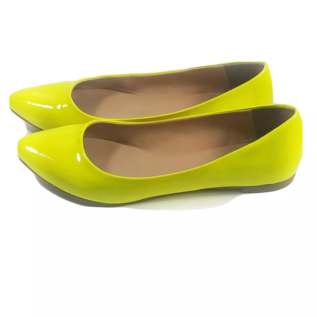ALDO Ballerina Slip on Flats Pointy toe Neon Yellow Pre owned Size