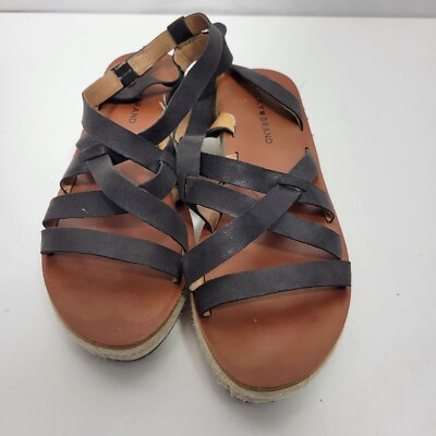 Lucky Brand Women's Jenepper Platform Wedge Sandals Black Leather