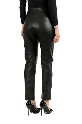Maison Margiela MM6 Women's Black 100% Leather Pants US M IT