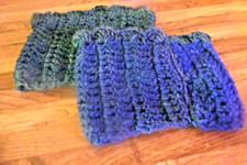Boot Cuffs Wearable Art hand crochet blue