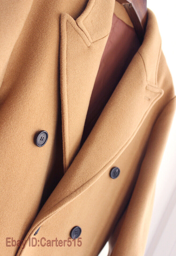 Cappotto uomo 100% lana stile britannico risvolto parka doppio petto FANTASTICO - Foto 8 di 12