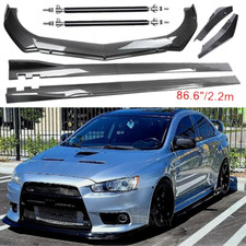 For Mitsubishi Lancer Evo Carbon Fiber Front Bumper Lip Spoiler Side Skirt