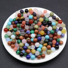 Wholesale 100pcs Assorted Natural Mixed Stone Round Ball No Hole Beads 10mm