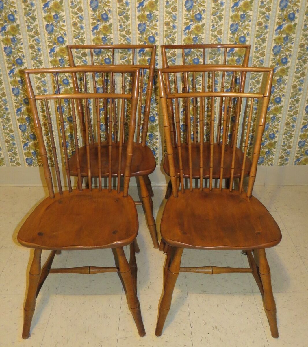 Set of 4 Ethan Allen Birdcage Side Chairs Circa 1776 Maple Set of 4 Ethan Allen Birdcage Side Chairs Circa 1776 Maple
