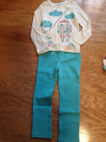 NWT Gymboree Snowflake Glamour Teal Blue Ponte Pants Ski Lift Shirt Set Outfit 5 - Picture 2 of 3