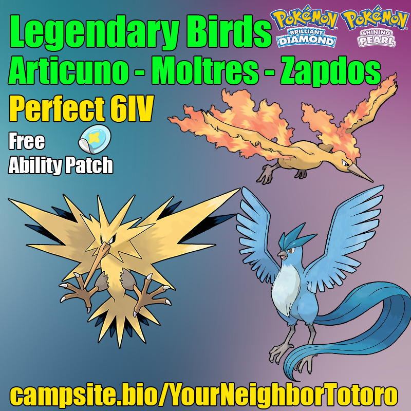 Shiny Legendary Zapdos / Pokémon Brilliant Diamond and Shining Pearl / 6IV  Pokemon / Shiny Pokemon / Legendary Pokemon