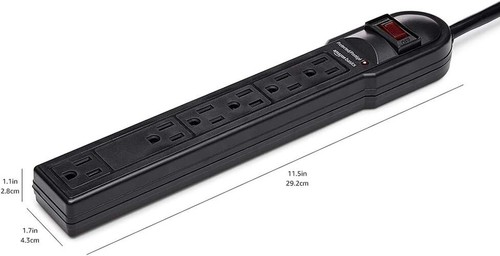 Amazon Basics Surge Protector Power Strip with 6Ft Extension Cord, 6-Outlet, 790 - Picture 6 of 10