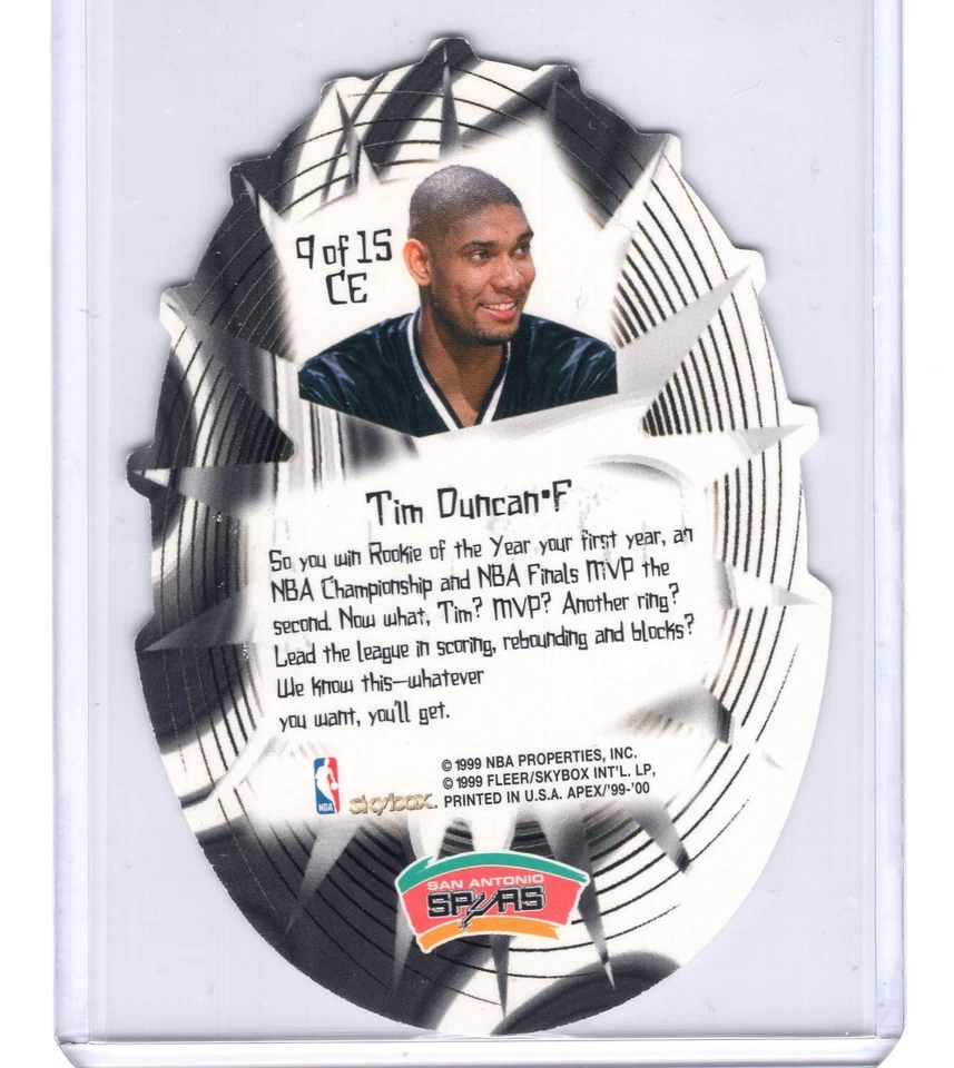 1999-00 Skybox Apex Cutting Edge #9CE Tim Duncan - Image 2 of 2
