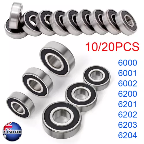 10/20X Bearings 2RS 6000-6204 Deep Groove Ball Bearing Double Sealed Roller Axle