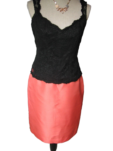 Kasper Size 6P Petite Women's Coral Straight Silk Skirt