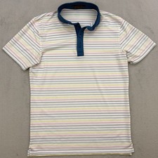 G/Fore Polo Mens Small White Striped G4 Performance Golf Shirt Stretch Collared