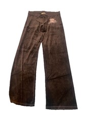 Juicy Couture Vintage Y2k Brown Velour Track Pants Women's Size M Bling Front