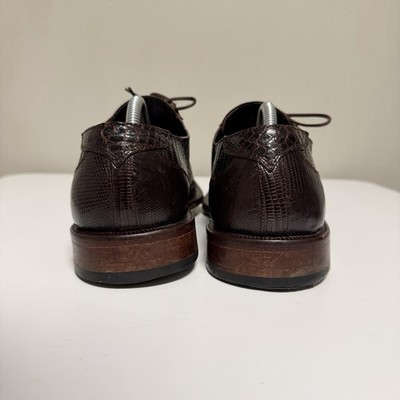 DAVID EDEN Dress Shoes GENUINE LIZARD Oxfords BROWN Men display picture 2