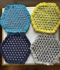VTG 70&rsquo;s Crocheted Hot Pad Trivets Vintage Handmade Set Of 4