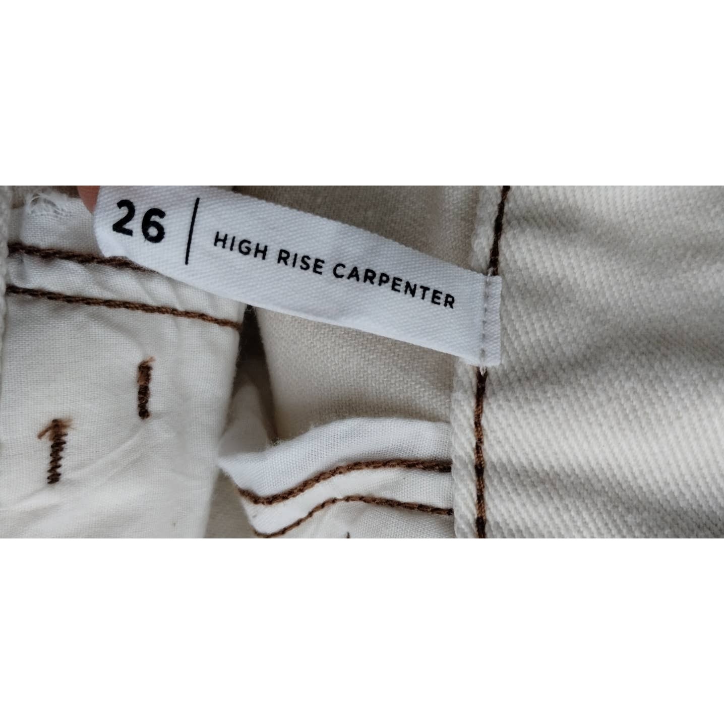 PACSUN Women's High Rise Carpenter Embroidered Off White/Cream Jeans Size 26 (2) thumbnail 9