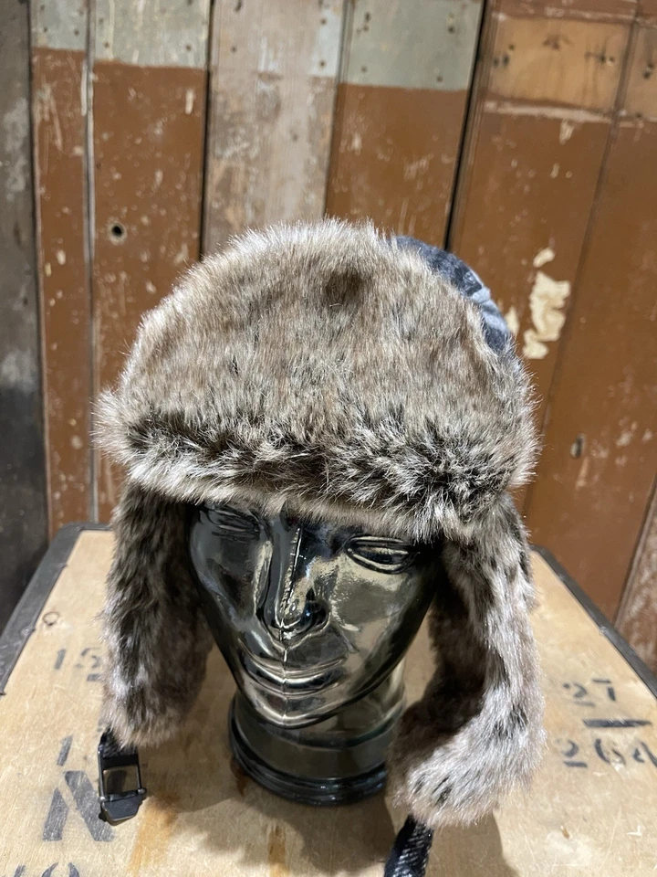 Next Trapper Hat Aviator Earflap Hat Faux Fur Warm Winter Check Small/Medium - Image 3 of 4