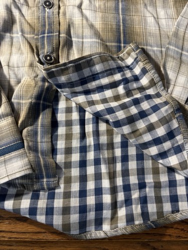 NWT Marithe Francois Girbaud brown blue plaid L/S button shirt, L - Picture 2 of 18