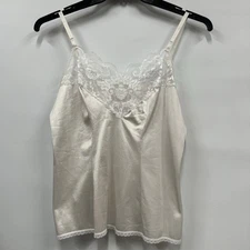 VTG Y2K 00s Women’s Cami top M white lace Floral Satin silky coquette ethereal