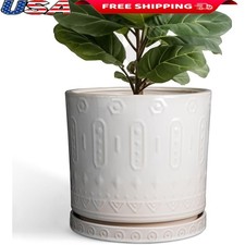 Ceramic Plant Pot W/ Drainage Hole Modern Indoor Outdoor Planter Gift Idea New