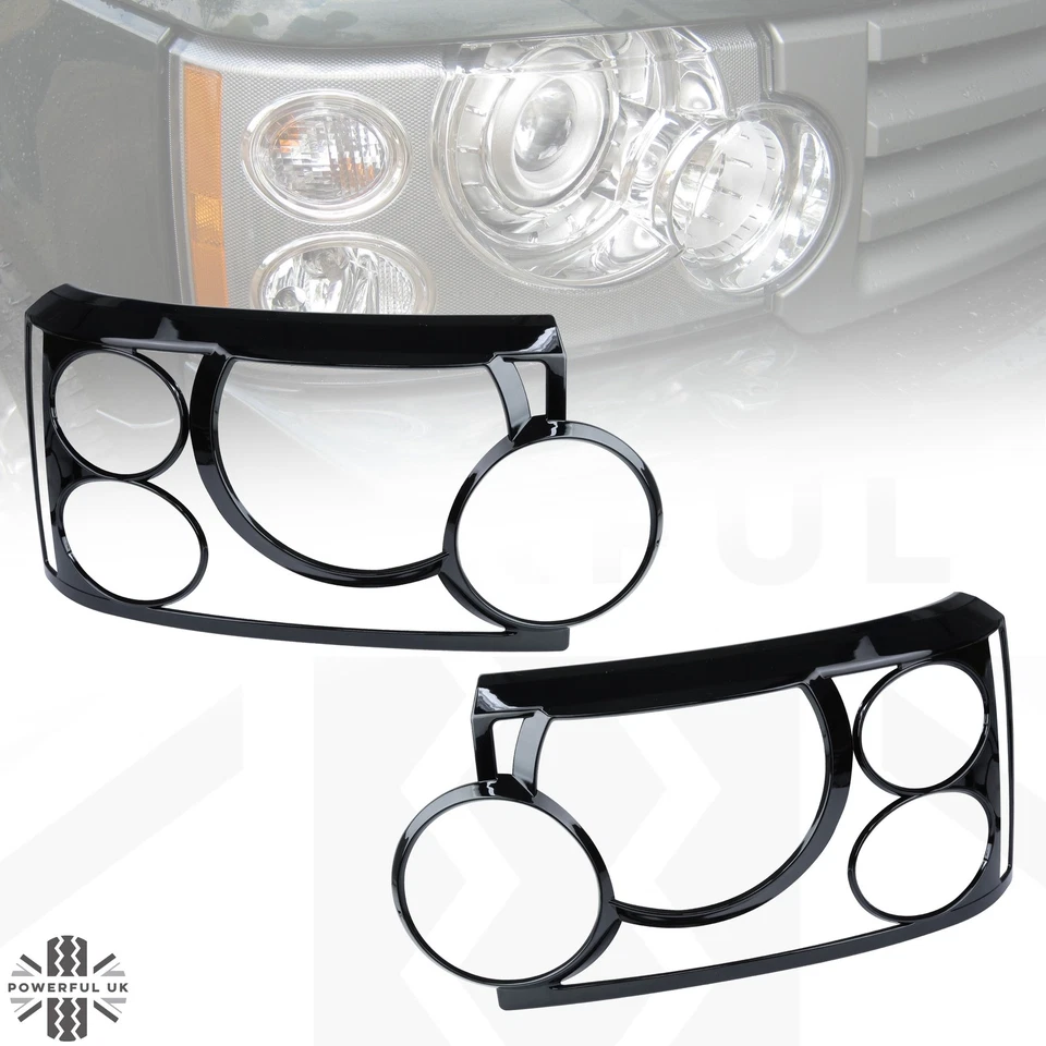 Headlight Guards in Gloss Black for Range Rover L322 2006-2009 Lamp Trim Covers - Image 1 of 4