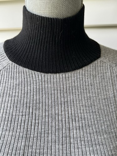 Rag & Bone SZ Small Mock Neck Ribbed Gray Pullover Merino Wool Tunic Sweater - Picture 2 of 13