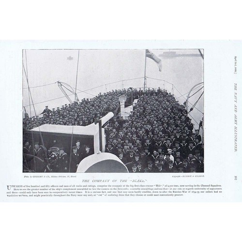 The Company of HMS BLAKE - Antique Print 1896