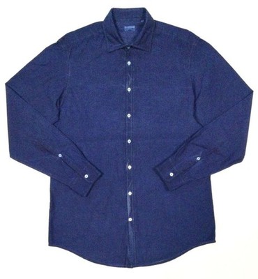 MASSIMO ALBA Garment Dyed Long Sleeve Shirt M Dark Blue Italy