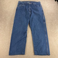 Wrangler Carpenter Jeans Mens 36x32 Blue Vintage Made in USA Denim Workwear
