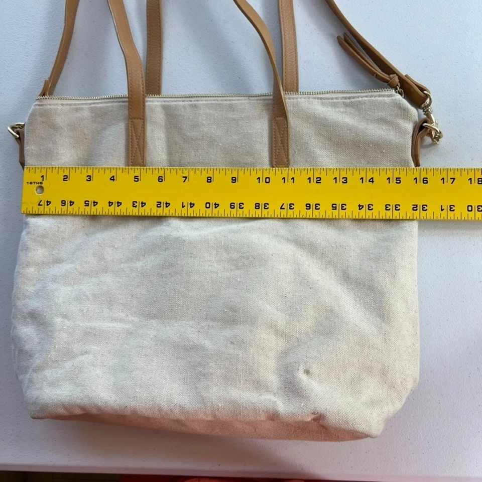 Old Navy Tote Bag Purse Women's Beige Canvas Beach Picnic Casual - Image 2 of 4
