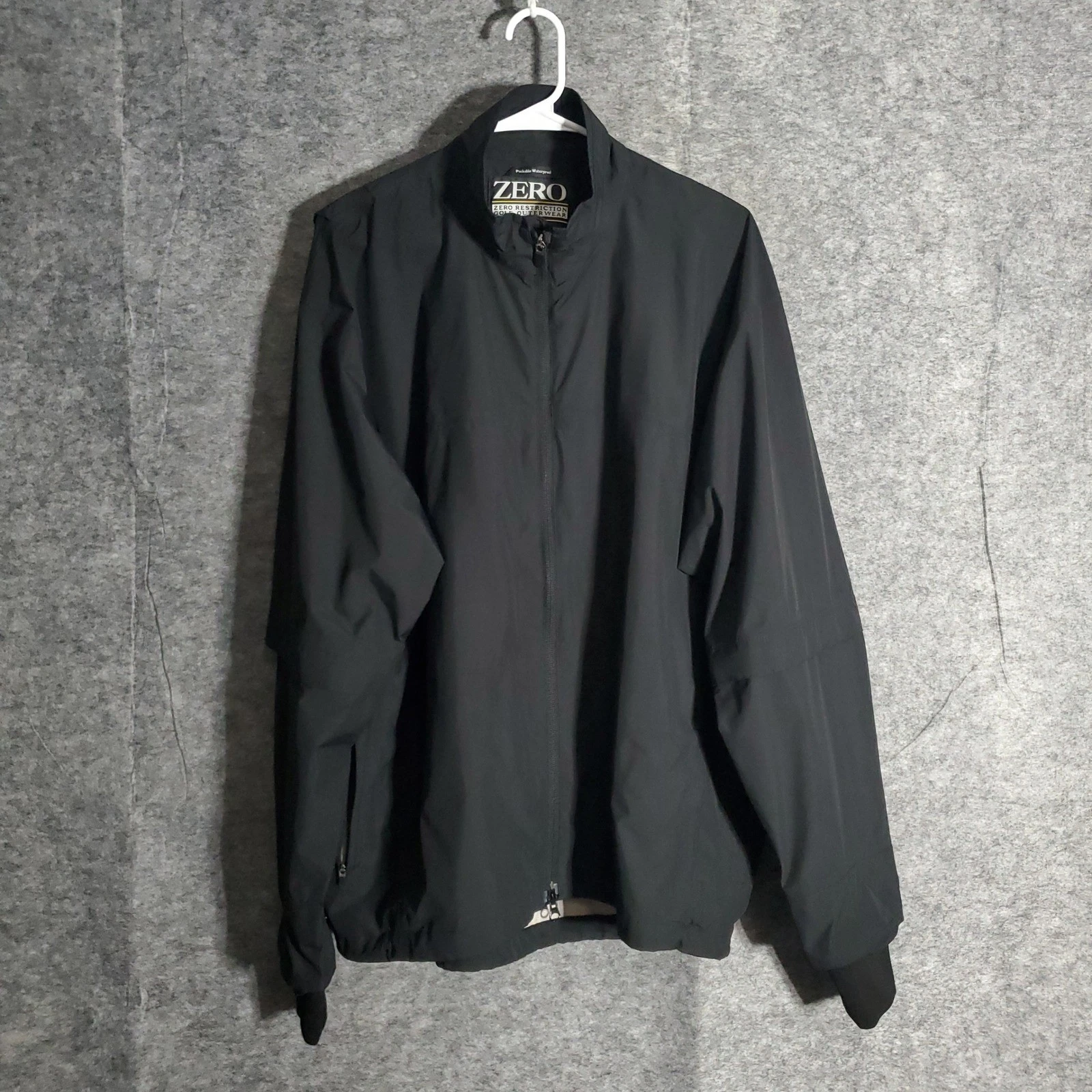 Zero Restriction Golf Jacket Mens Large Black Packable Waterproof Outerwear Pro