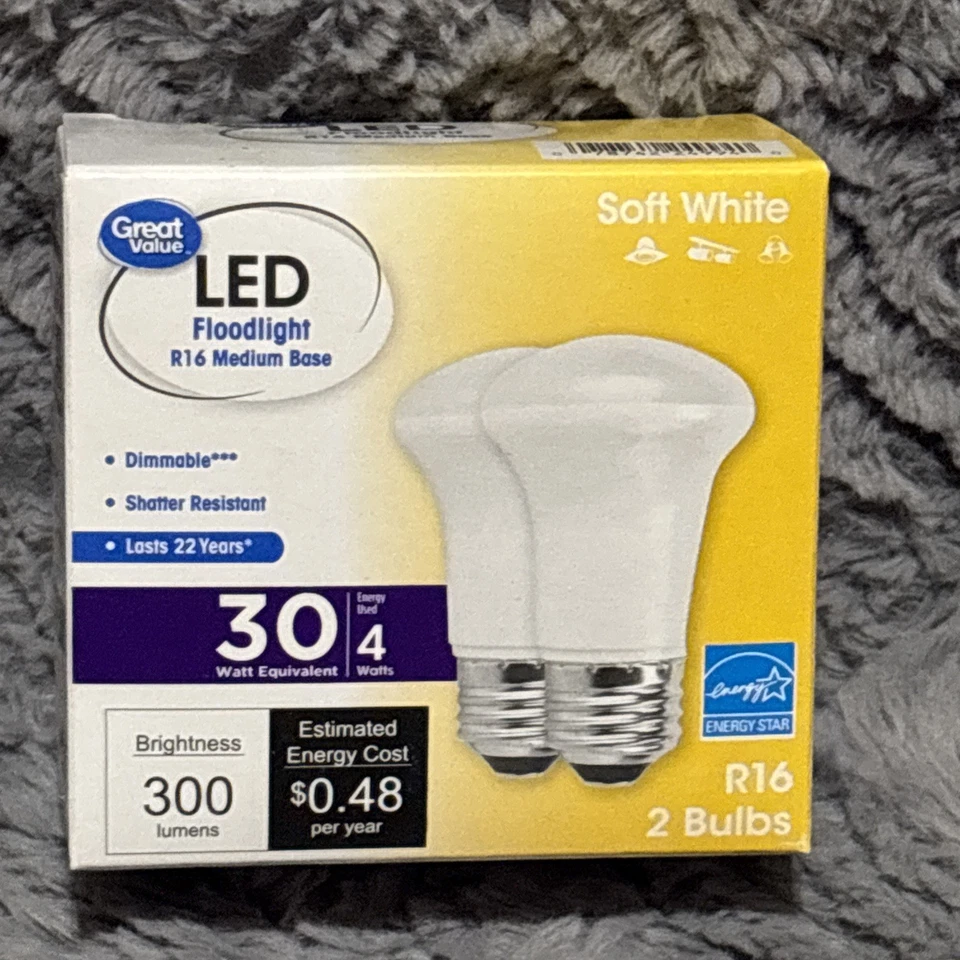 GV LED Floodlight R16 4W Soft White w/Med.Base 2 Bulb pack - Image 4 of 4