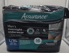 Assurance Men's Overnight Incontinence Underwear, L/XL , Ultimate Absorbency