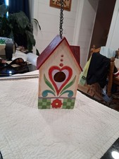 Jim Shore Outdoor Living Birdhouse 2013 Rainbow Mountain Hearts Flowers Folk Art