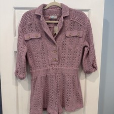 Free People Beach NWT Lavender Crochet Romper XS Button Front Boho 88