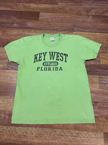 T shirt vintage Supreme Key West Florida taille L vert made in USA