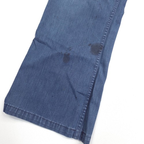VTG 70s Seafarer Bell Bottom Jeans Mens 36x26 US Navy Flared Distressed Stained - Picture 3 of 9